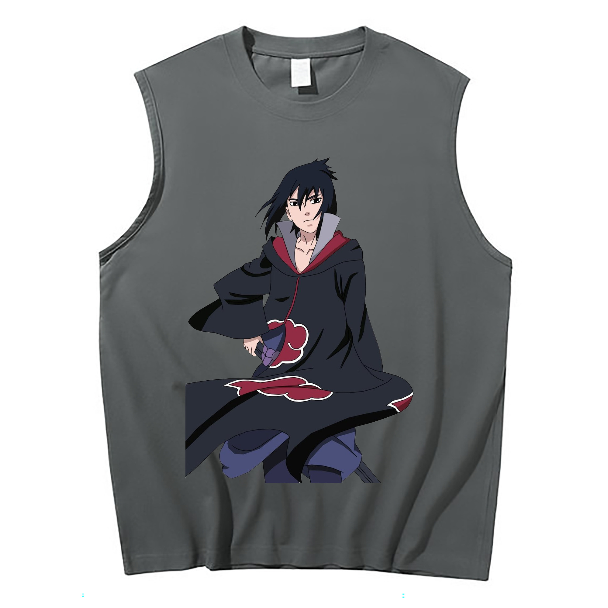 （画像用） NARUTO -ナルト- うちは サスケ Uchiha Sasuke コットン100％タンクトップ（フロントプリント）